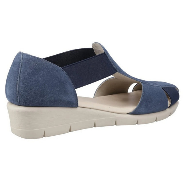 Navy - Back - Fleet & Foster Womens-Ladies Dolly Leather Sandals
