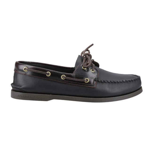 Amaretto-Black - Lifestyle - Sperry Mens Authentic Full Grain Leather 2 Eyelet Boat Shoes