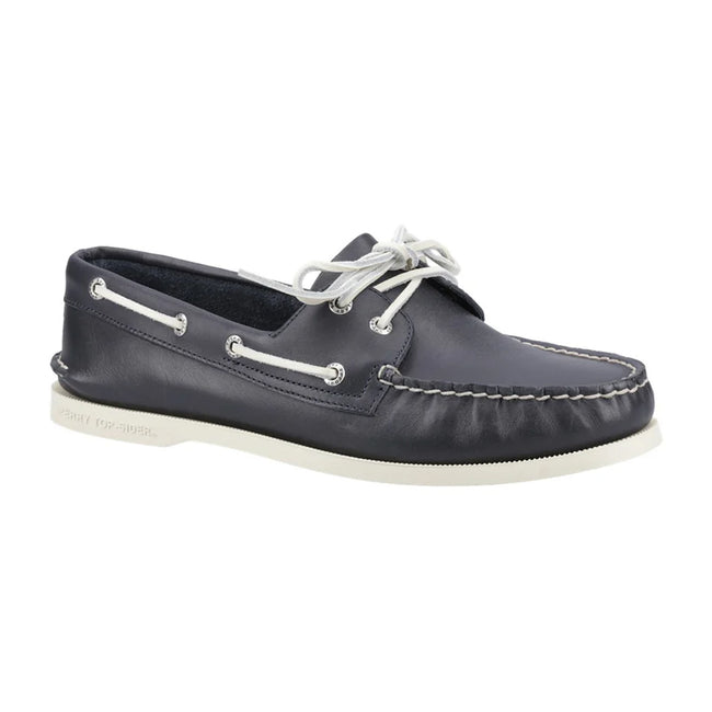 Navy - Front - Sperry Mens Authentic Full Grain Leather 2 Eyelet Boat Shoes