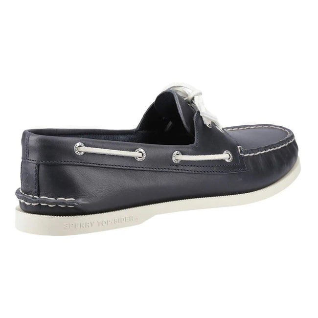 Navy - Back - Sperry Mens Authentic Full Grain Leather 2 Eyelet Boat Shoes