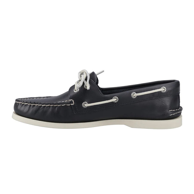 Navy - Side - Sperry Mens Authentic Full Grain Leather 2 Eyelet Boat Shoes