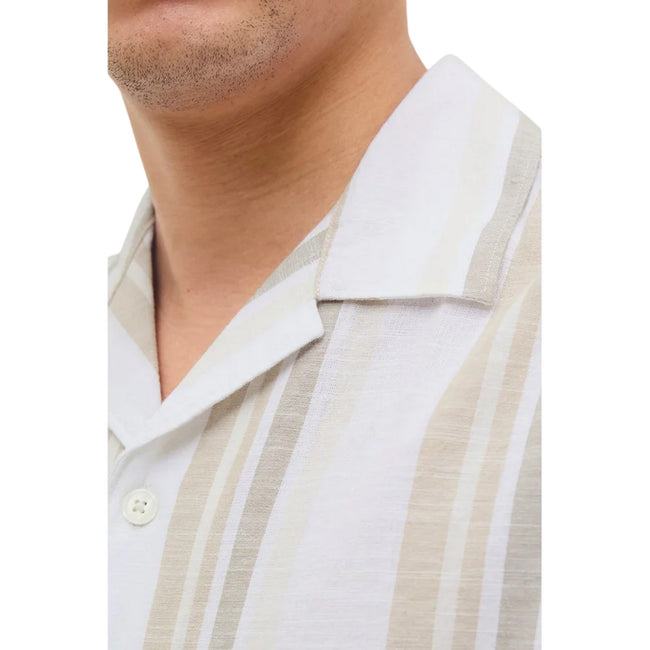 Travertine - Side - Jack And Jones Mens Stripe Revere Collar Shirt