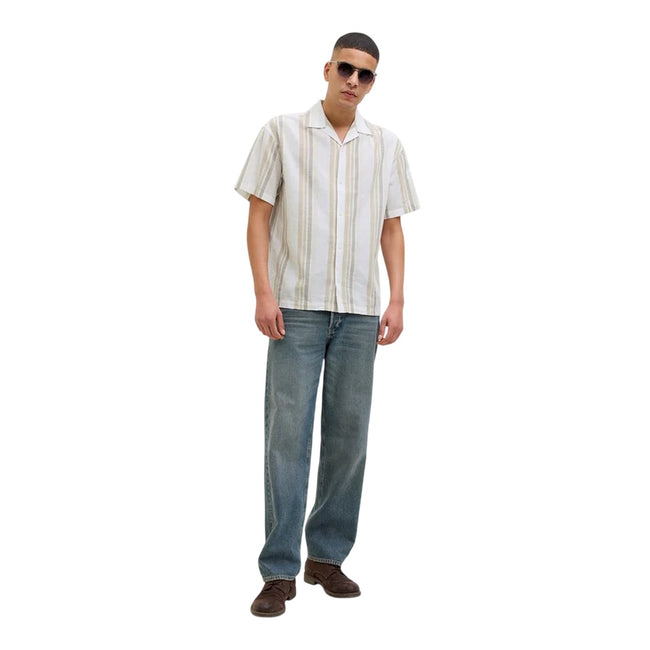 Travertine - Pack Shot - Jack And Jones Mens Stripe Revere Collar Shirt