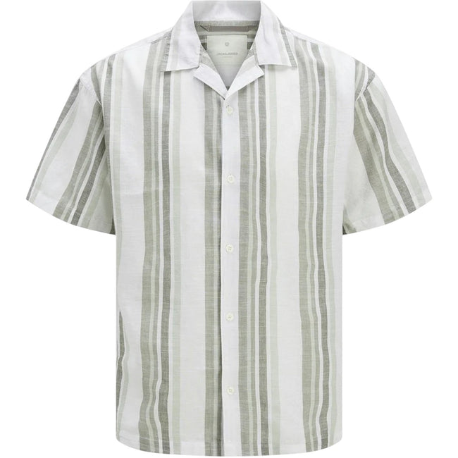 Vetiver - Front - Jack And Jones Mens Stripe Revere Collar Shirt