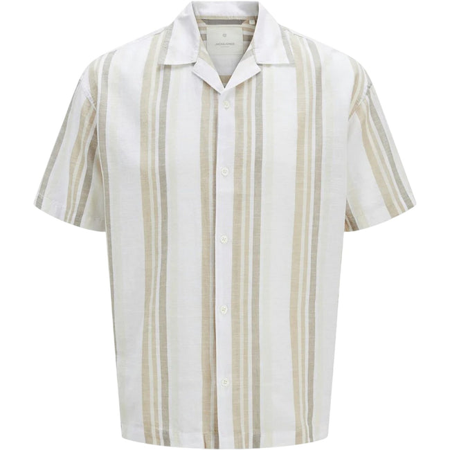 Travertine - Front - Jack And Jones Mens Stripe Revere Collar Shirt