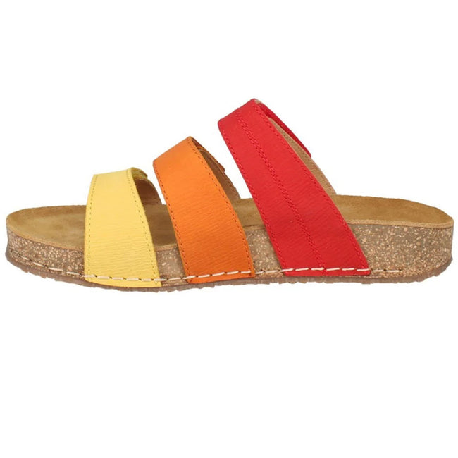 Yellow-Multicoloured - Pack Shot - Josef Seibel Womens-Ladies Hannah 03 Leather Mule Sandals