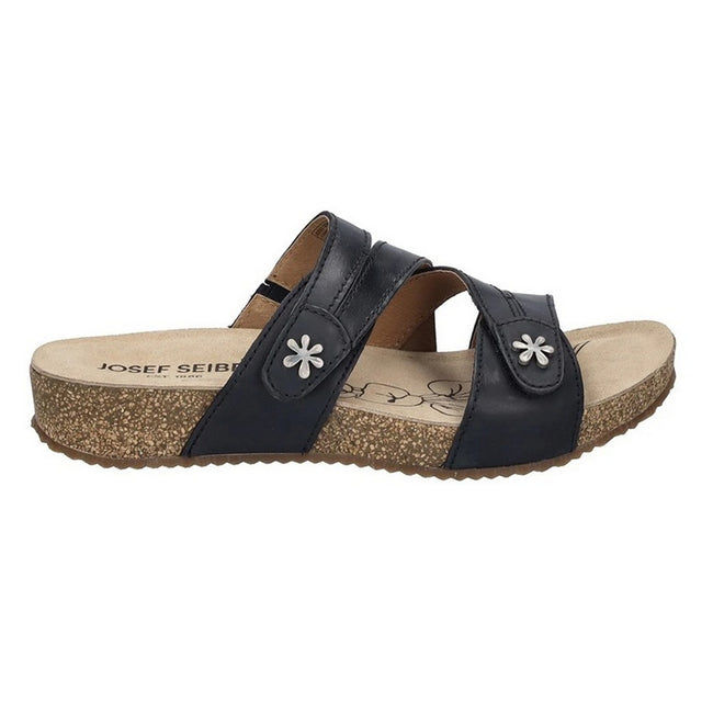 Black - Side - Josef Seibel Womens-Ladies Tonga 82 Leather Mule Sandals