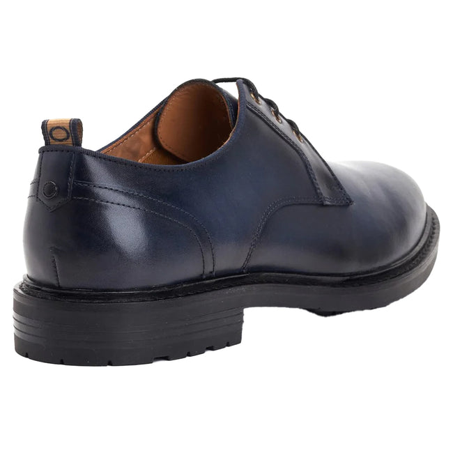 Navy - Back - Base London Mens Dime Leather Derby Shoes