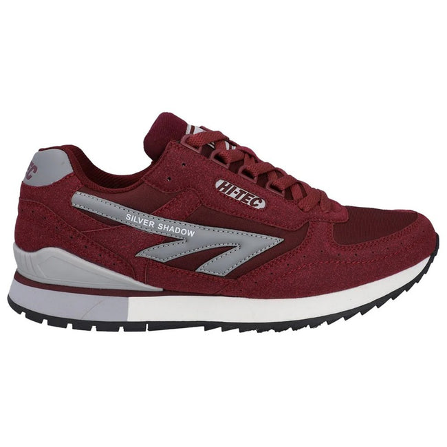 Cherry - Side - Hi-Tec Mens Silver Shadow Suede Trainers