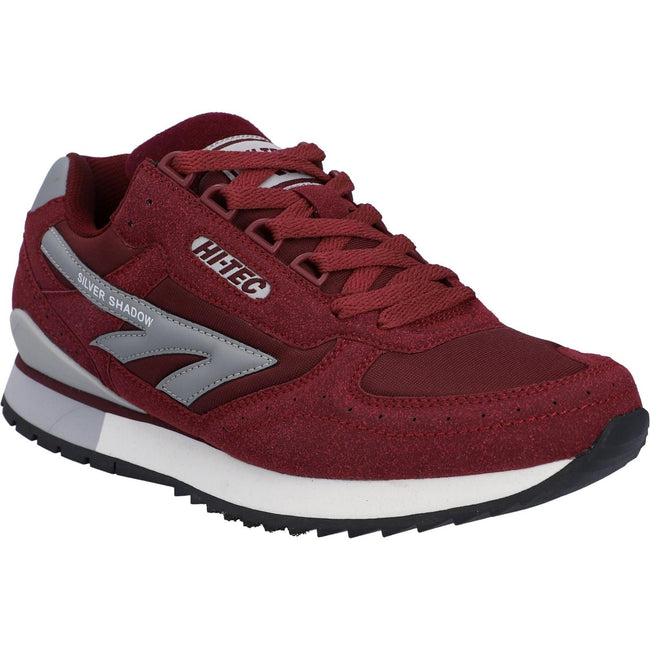 Cherry - Front - Hi-Tec Mens Silver Shadow Suede Trainers
