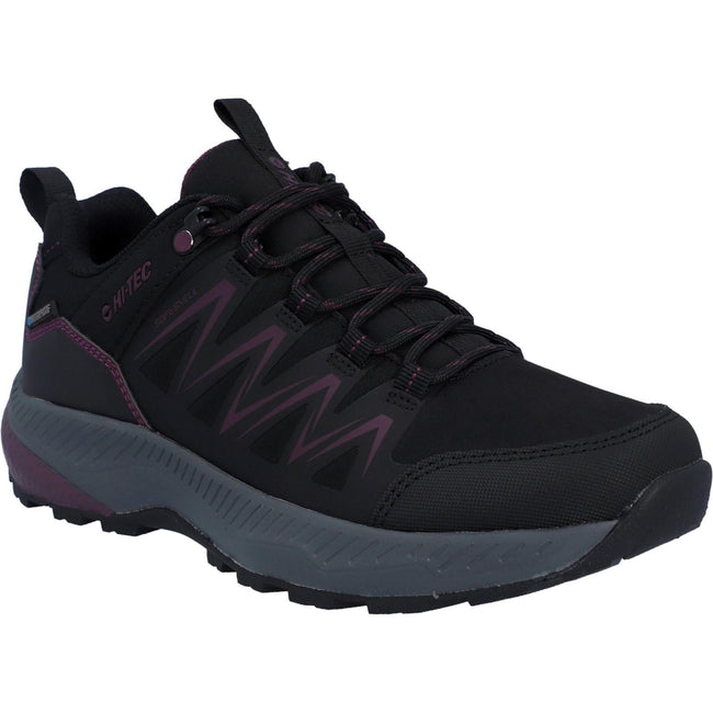 Black-Purple - Front - Hi-Tec Womens-Ladies Stealth Trail Low Trainers