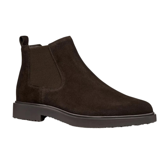 Dark Brown - Front - Geox Mens U Massimiano B Suede Chelsea Boots