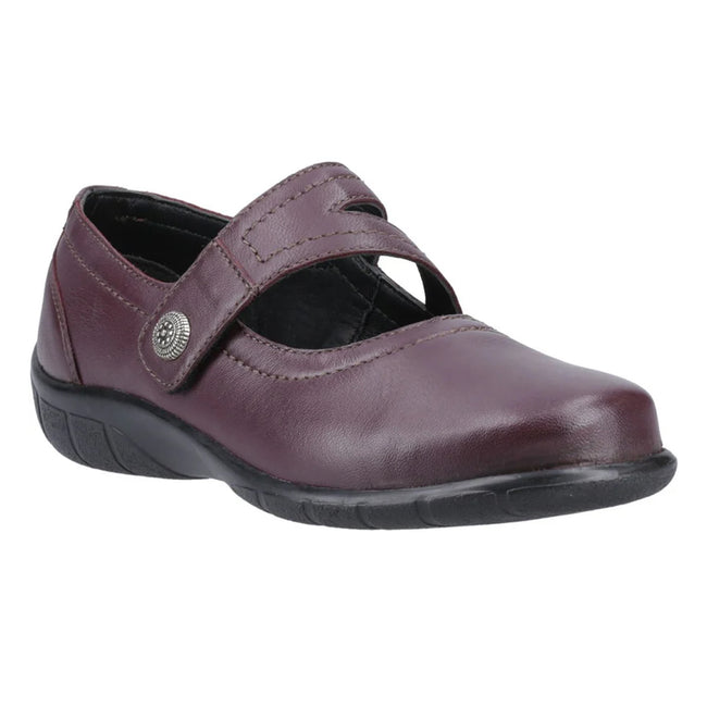 Burgundy - Front - Fleet & Foster Womens-Ladies Ethel Mary Janes