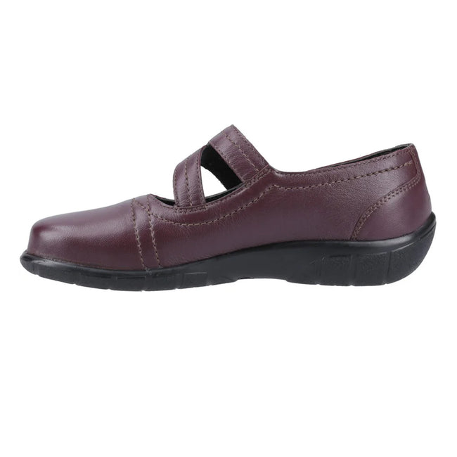 Burgundy - Side - Fleet & Foster Womens-Ladies Ethel Mary Janes