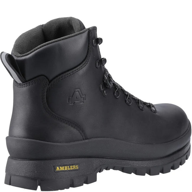 Black - Back - Amblers Unisex Adult Cow Leather Safety Boots