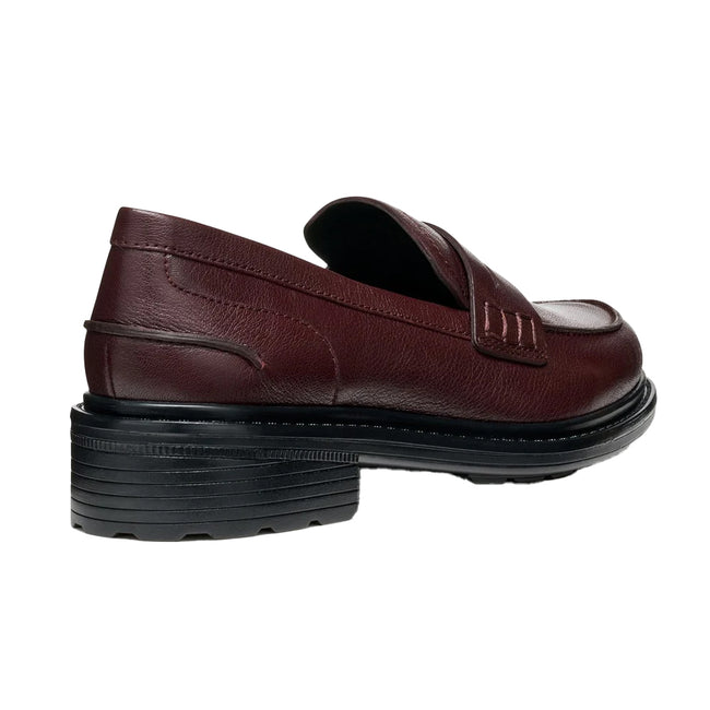 Wine - Side - Geox Womens-Ladies Walk Pleasure Leather Moccasins