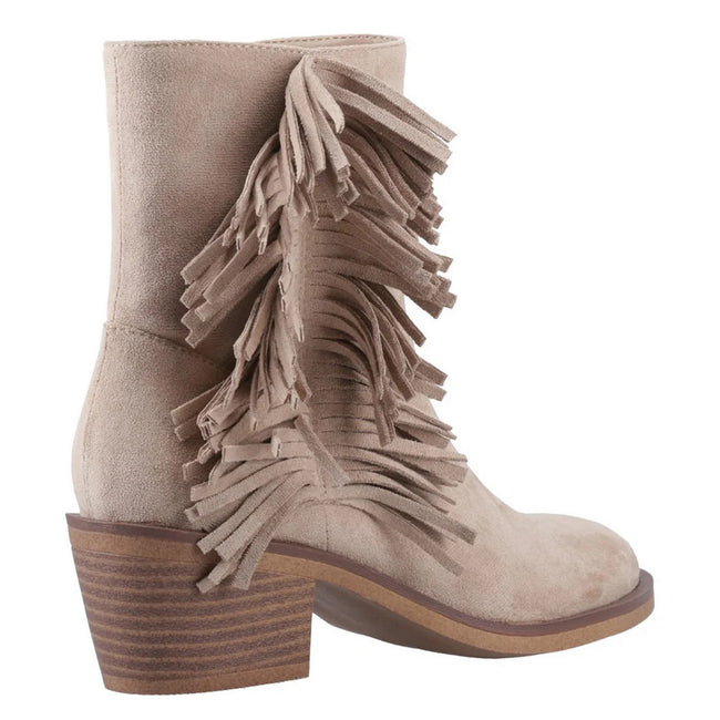 Taupe - Back - Rocket Dog Womens-Ladies Yankee Tassel Cowboy Boots