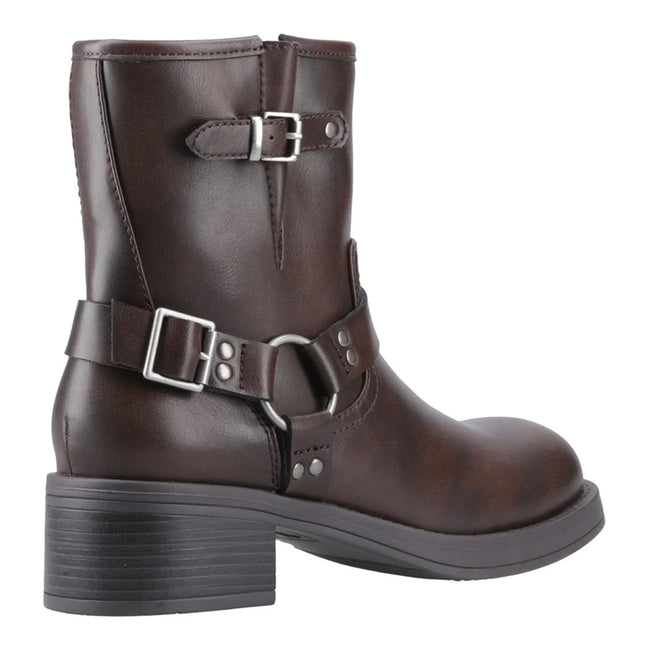 Brown - Back - Rocket Dog Womens-Ladies Nino Biker Boots