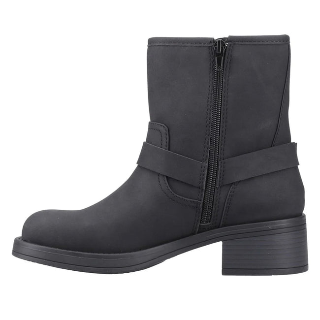 Black - Side - Rocket Dog Womens-Ladies Nino Mid Cut Biker Boots