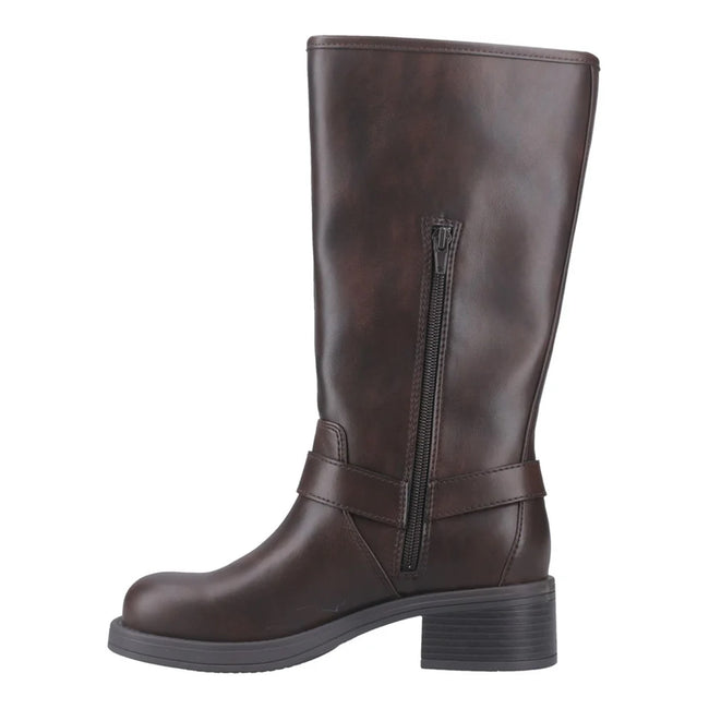 Brown - Side - Rocket Dog Womens-Ladies Nash Tall Biker Boots