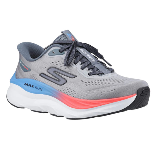 Grey-Multicoloured - Front - Skechers Mens Max Run Trainers