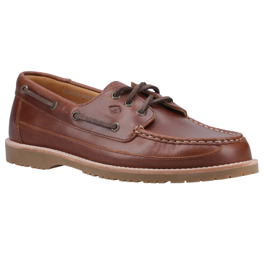 Brown - Front - Sperry Mens Logo Leather Boat Shoes