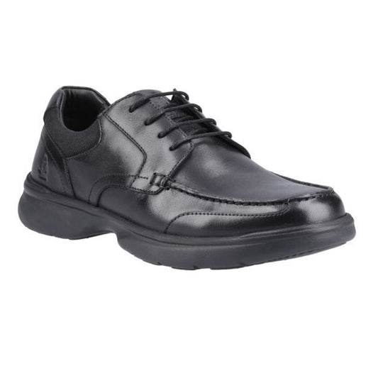 Black - Front - Hush Puppies Mens Hugh Leather Casual Shoes