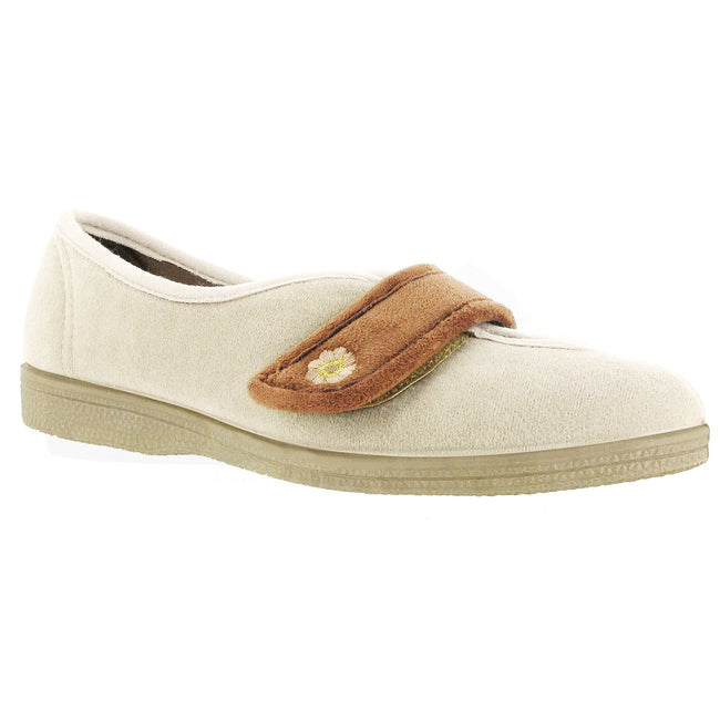 Beige - Front - Mirak Andrea Touch Fastening Slipper - Womens Slippers - Ladies Slippers