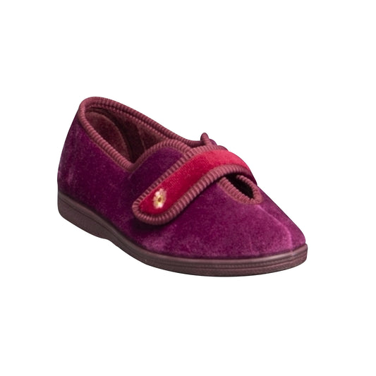 Wine - Front - Mirak Andrea Touch Fastening Slipper - Womens Slippers - Ladies Slippers