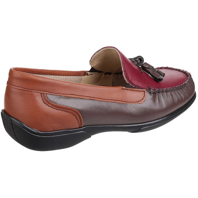 Chestnut-Tan-Wine - Pack Shot - Cotswold Womens-Ladies Biddlestone Tassle Detail Moccasin