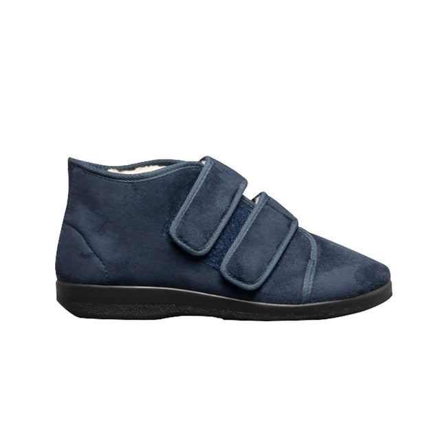 Navy - Side - GBS Med Torbay Unisex Extra Wide Fit Slipper