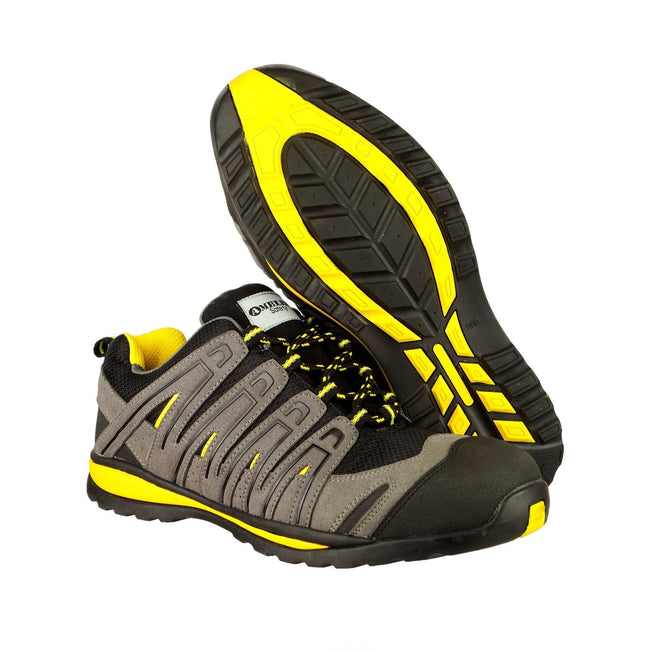 Black-Grey-Yellow - Close up - Amblers Safety FS42C Safety Trainer - Mens Shoes