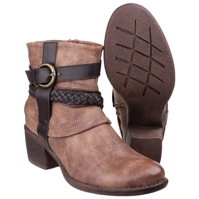 Tan - Close up - Divaz Womens-Ladies Vado Ankle Boots