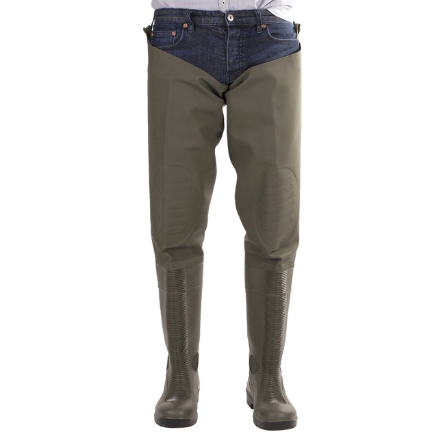 Green - Front - Amblers Mens Forth Waterproof Thigh Safety Wader