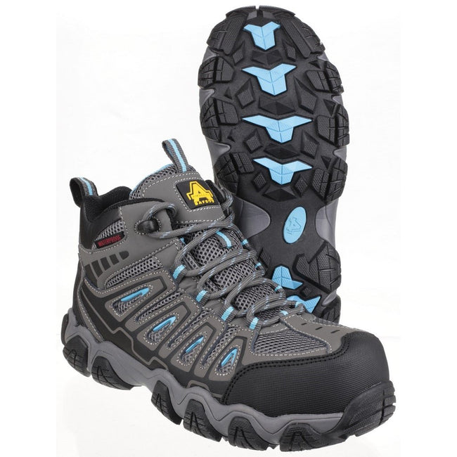 Grey - Pack Shot - Amblers Safety Womens-Ladies AS802 Waterproof Non-Metal Safety Boots
