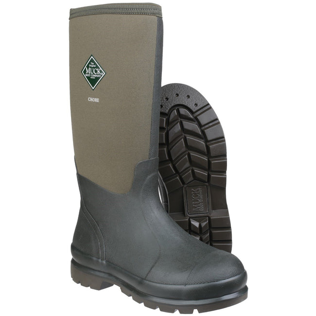 Moss - Pack Shot - Muck Boots Unisex Chore Classic Hi Patterned Wellingtons