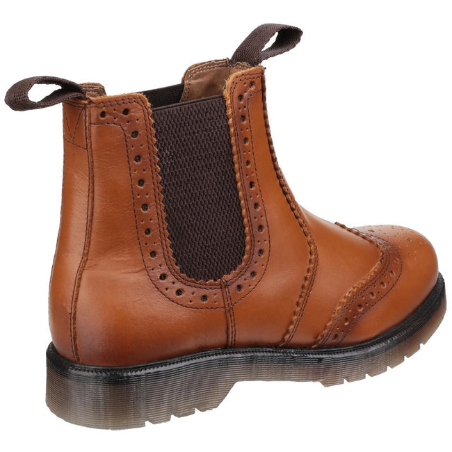 Tan - Back - Amblers Mens Dalby Pull On Brogue Boots