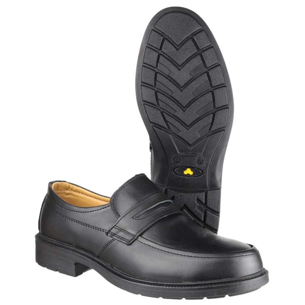 Black - Pack Shot - Amblers Safety Mens FS46 Mocc Toe Safety Slip On Shoe