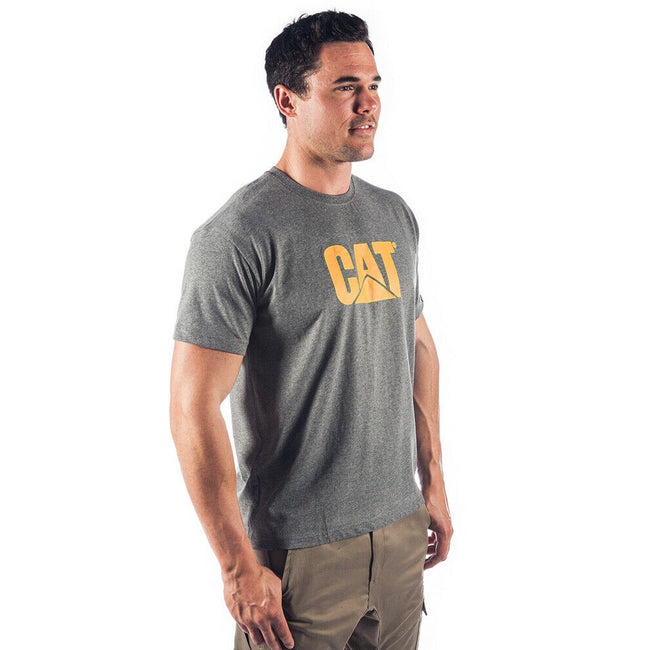 Dark Heather Grey - Side - Caterpillar Mens Trademark Logo T-Shirt