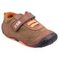 Brown - Back - Hush Puppies Childrens-Boys Harry Touch Fastening Leather Trainers