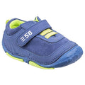 Blue - Back - Hush Puppies Childrens-Boys Harry Touch Fastening Leather Trainers