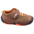 Brown - Front - Hush Puppies Childrens-Boys Harry Touch Fastening Leather Trainers