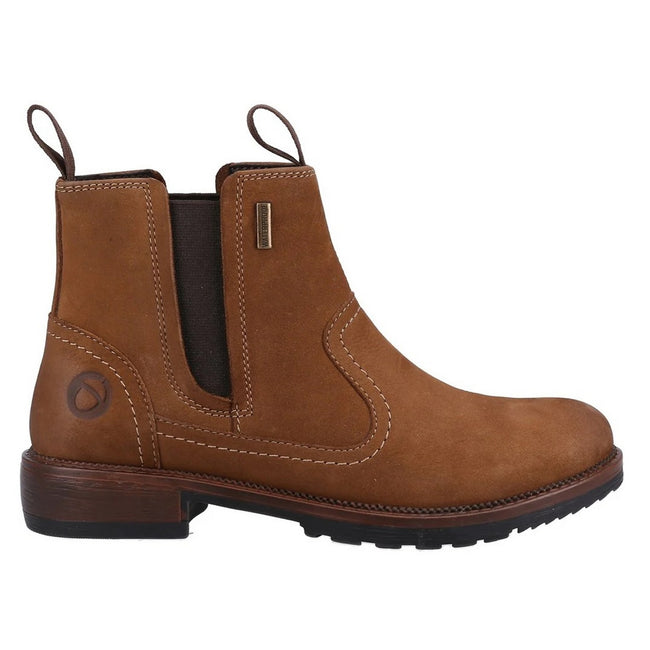 Tan - Side - Cotswold Womens-Ladies Laverton Slip On Leather Ankle Boot