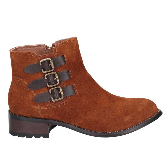 Tan - Back - Divaz Womens-Ladies Lexi Slip On Buckle Boot