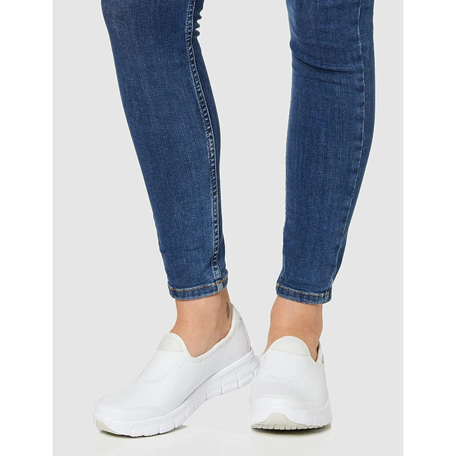 White - Side - Skechers Womens Sure Track Slip Resistant Slip On Work Shoe
