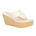 Cream - Front - Rocket Dog Womens-Ladies Diver Webbing Slip On Wedge Sandals