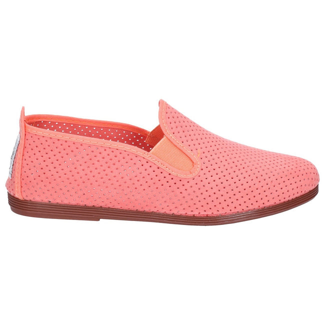 Coral - Back - Flossy Womens-Ladies Pulga Slip On Shoe