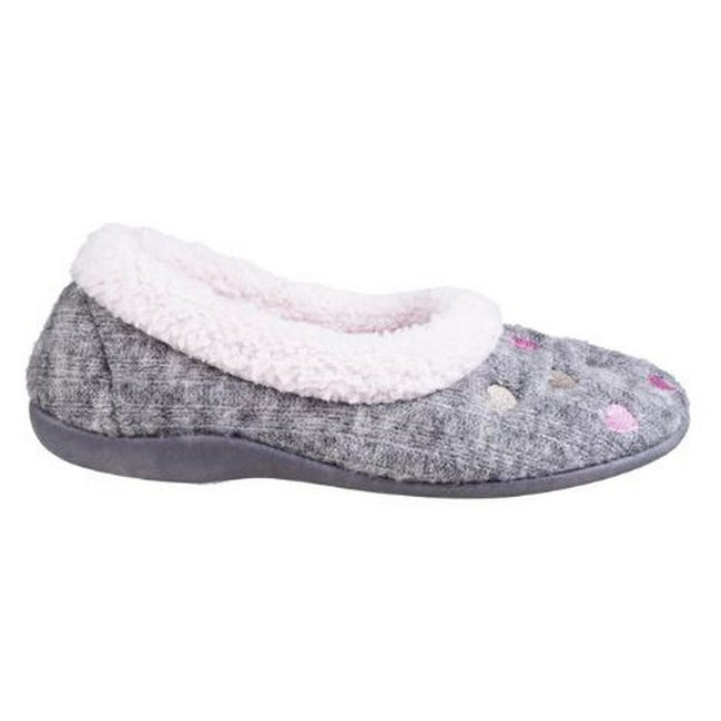 Grey - Back - Fleet & Foster Womens-Ladies Alaska Slip On Slippers