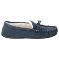 Navy - Side - Hush Puppies Womens-Ladies Allie Slip On Leather Slipper