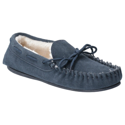 Navy - Front - Hush Puppies Womens-Ladies Allie Slip On Leather Slipper